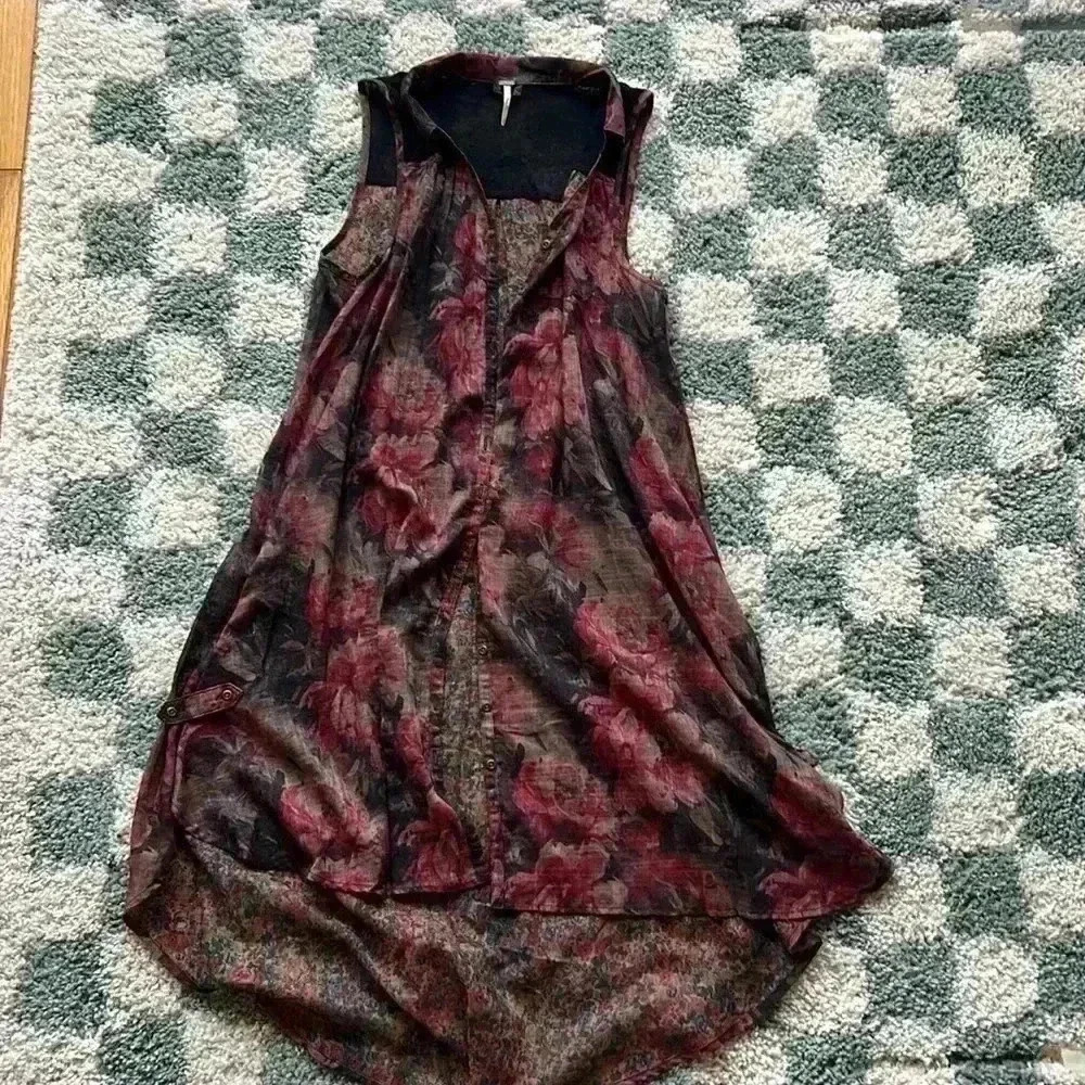 Free People Floral Duster Vest - size Small